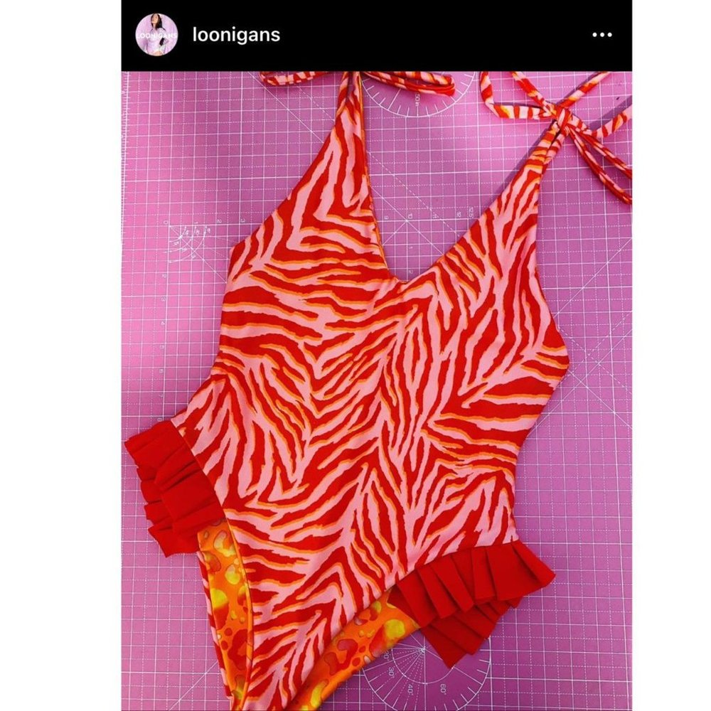 NWT Loonigans London HANDMADE Swimsuit Ravewear Reversible Sustainable